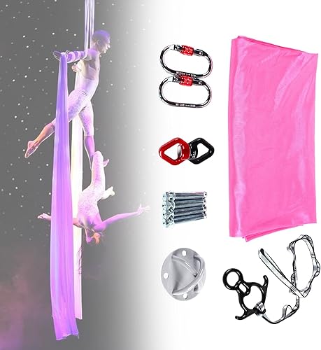 Miniatura 5 de Aerial Silks - Hamaca de yoga, hamaca de 881 libras de capacidad, pilates aéreos con accesorios de aparejo completo, columpio de yoga de 9.2 ft para