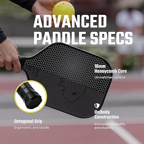 Miniatura 3 de Paleta de pickleball de fibra de carbono, superficie Toray T700 sin procesar que proporciona el máximo giro de la bola. Formas de raqueta de