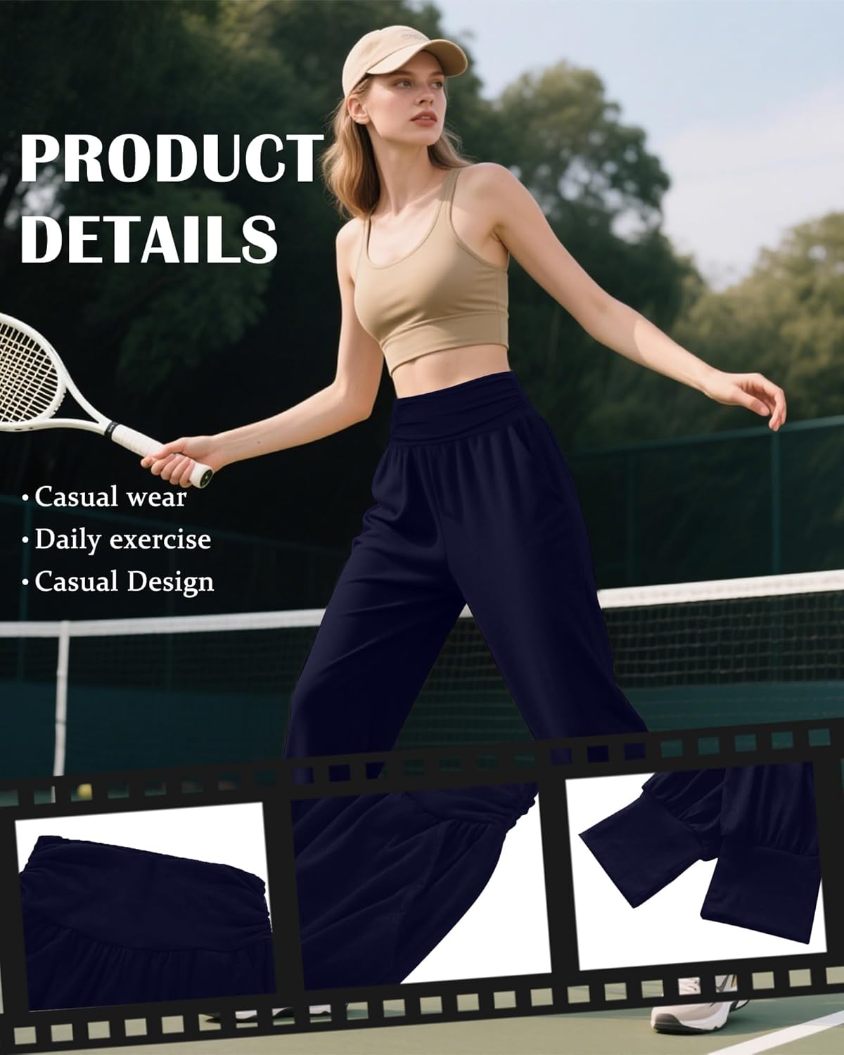 2 Pack Women's Yoga Joggers, Cozy Sweatpants with Pockets Casual Loose Comfy High Waisted Lounge Pants - Image 5