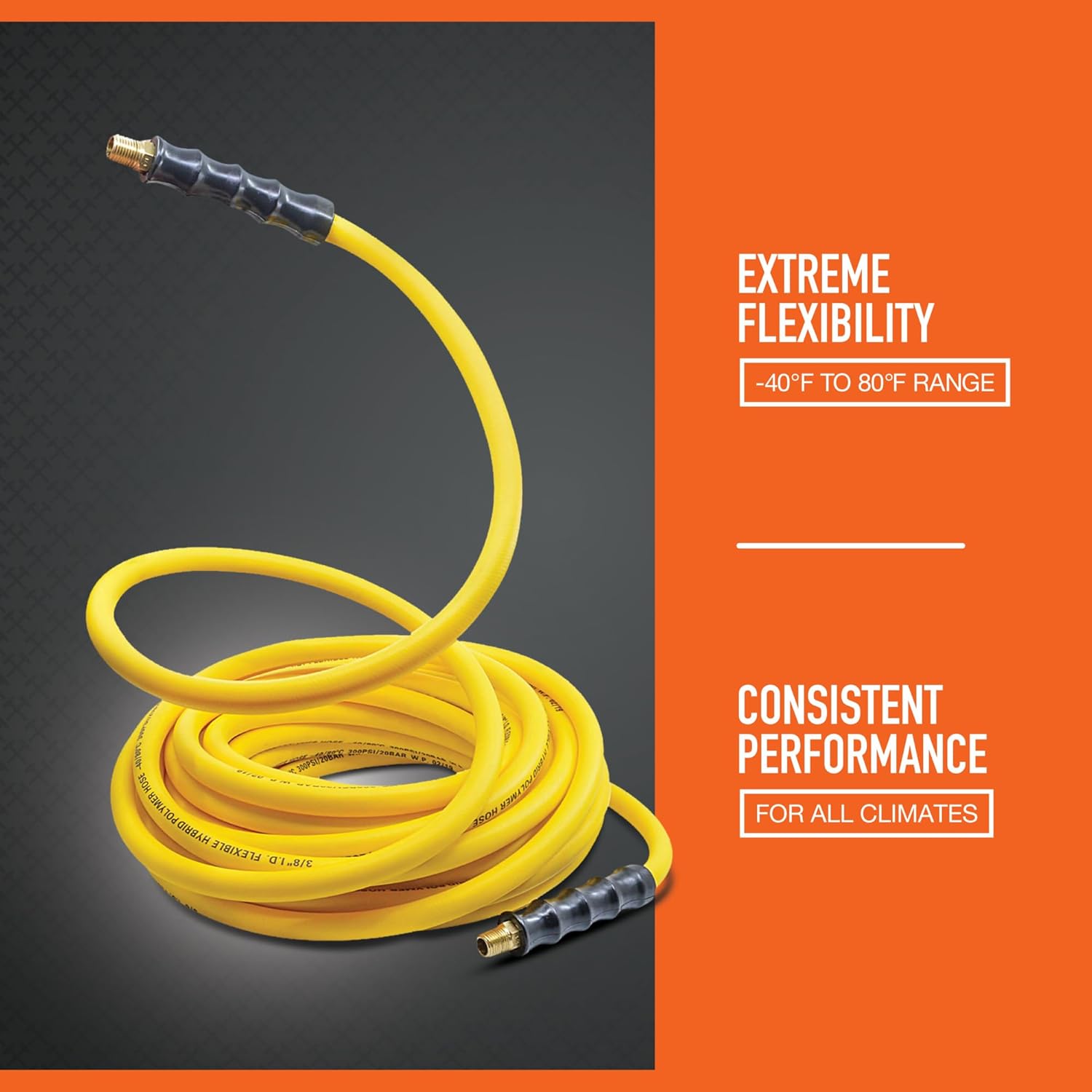 Ironton Hybrid Air Hose, 3/8in. x 50ft., 300 PSI, Model# HY3850-NT-IT