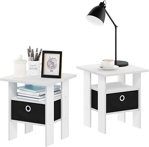 Miniatura 45 de Furinno - Colección Dario - Mesa auxiliar / mesita de arrime / mesita de noche / mesita de luz con cajón, paquete de 1, color expreso/marrón