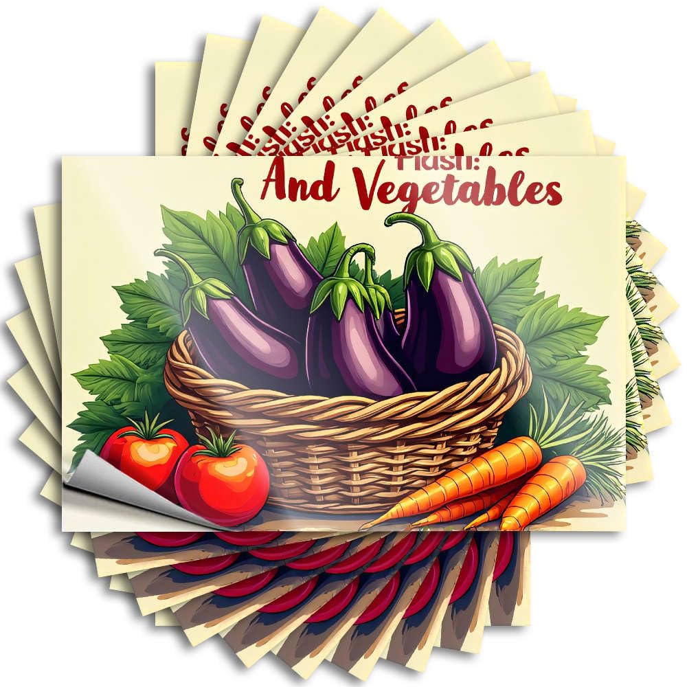 Fresh and Colorful Vegetables in A Basket. Bumper Sets | Girly Water Removable Decal Pack(6X9CM)