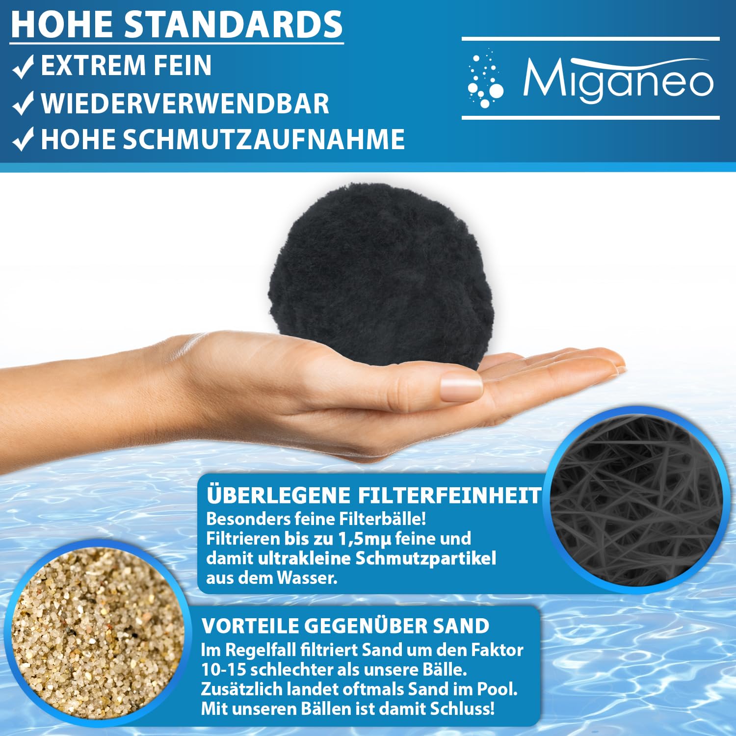 Miganeo Superfine Pro Filterbälle 700g mit Netz
