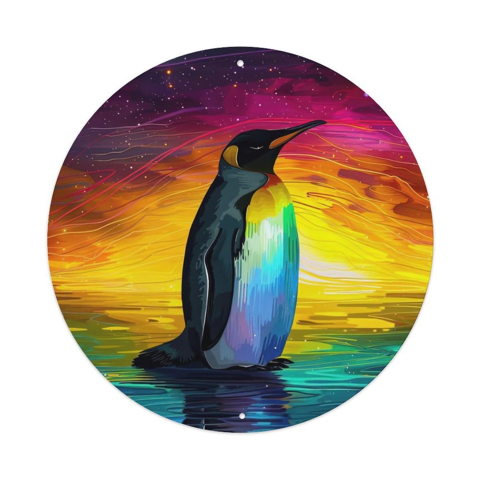 Animal Artwork Penguins by The River Vintage Metal Tin Sign Plaque Wall Decor for Cafe, Club Bar, Office, Garden Metal Poster 8x8Inch