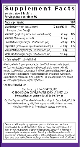 Miniatura 6 de New Chapter Suplemento de calcio – Calcio vegetal orgánico para mujeres menores de 40 años, con vitamina D3 para absorción + vitamina K2 + magnesio,