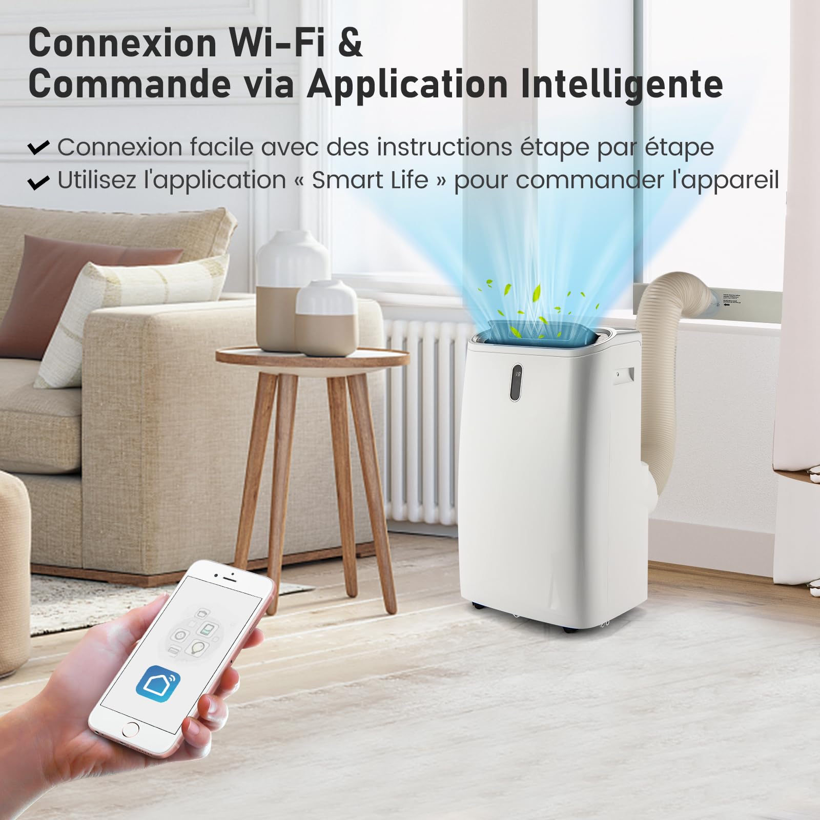 SOARS Climatiseur Mobile, 16000BTU 4,7kW, 4 en 1 Refroidissement & Chauffage & Déshumidification & Ventilateur, avec Tuyau d'Évacuation, Télécommande/Application, Minuterie 24H (16000BTU 4,7kW)