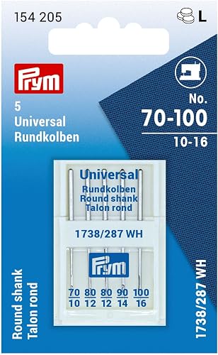 Prym Schmetz 154205 Sewing Machine Needles 287(690) Round Piston 70-100 Silver Colour No. 80-100