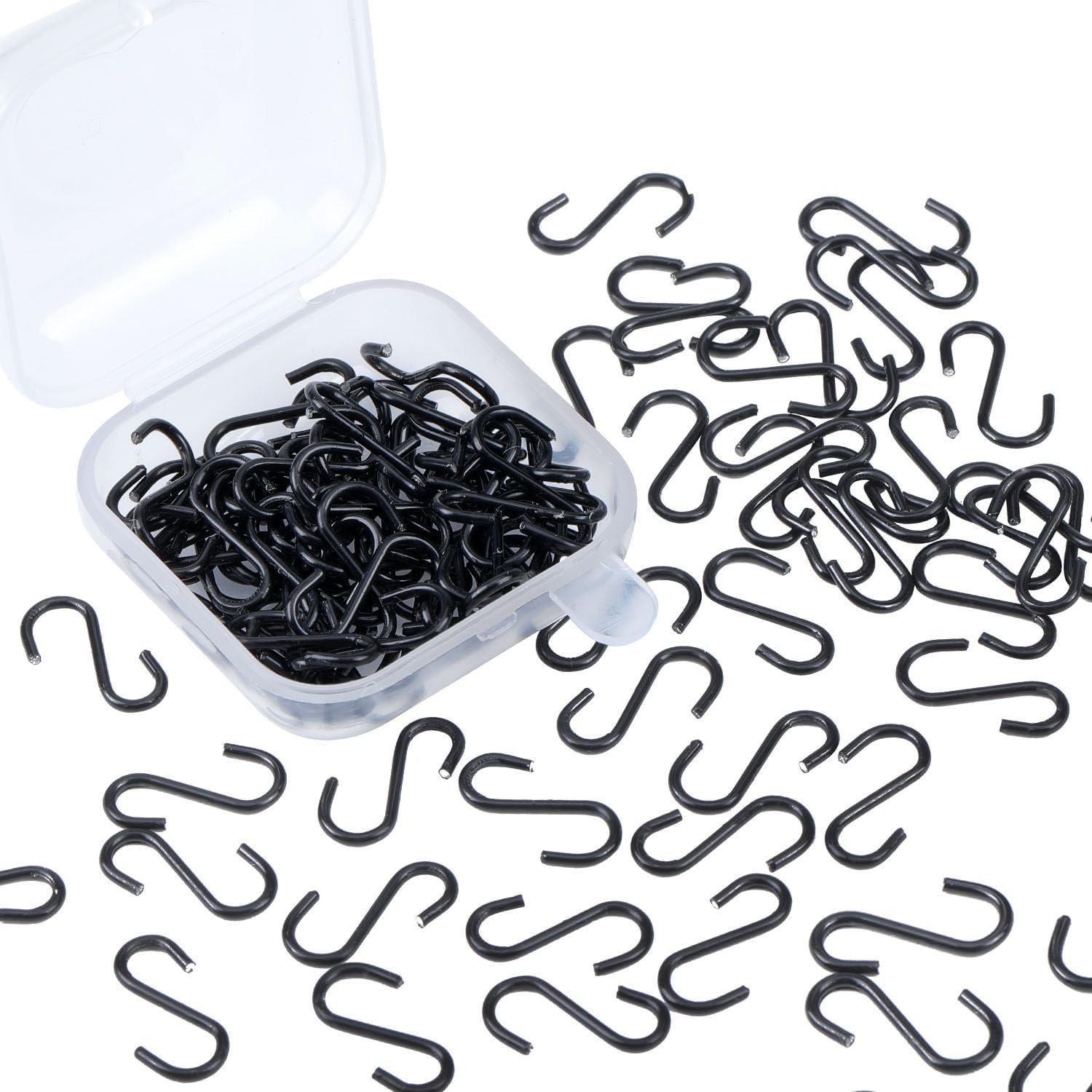 200 Pieces 1/2 Inch Mini S Hooks Small S Hooks Stainless Steel S Shaped Hooks for Crafts, Jewelry and Hanging (Black)