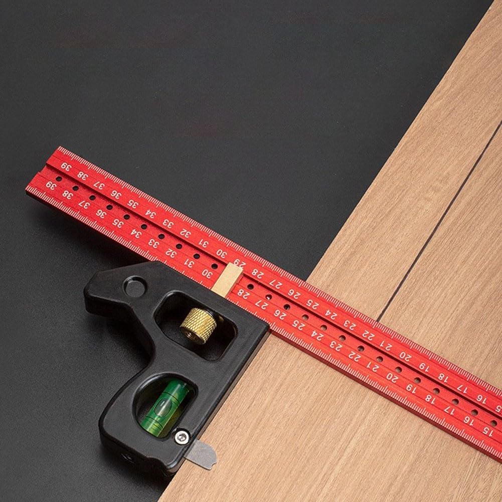 1 quadrato combinato, per ingegneri, set quadrato, righello angolare in acciaio , strumento di misurazione per ingegneri falegnami (600 mm)