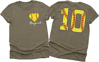 LOVELYPOD Personalized Softball Mom Shirt with Kids Name and Jersey Number, Softballs Shirts for Women, Softball Mama Gifts