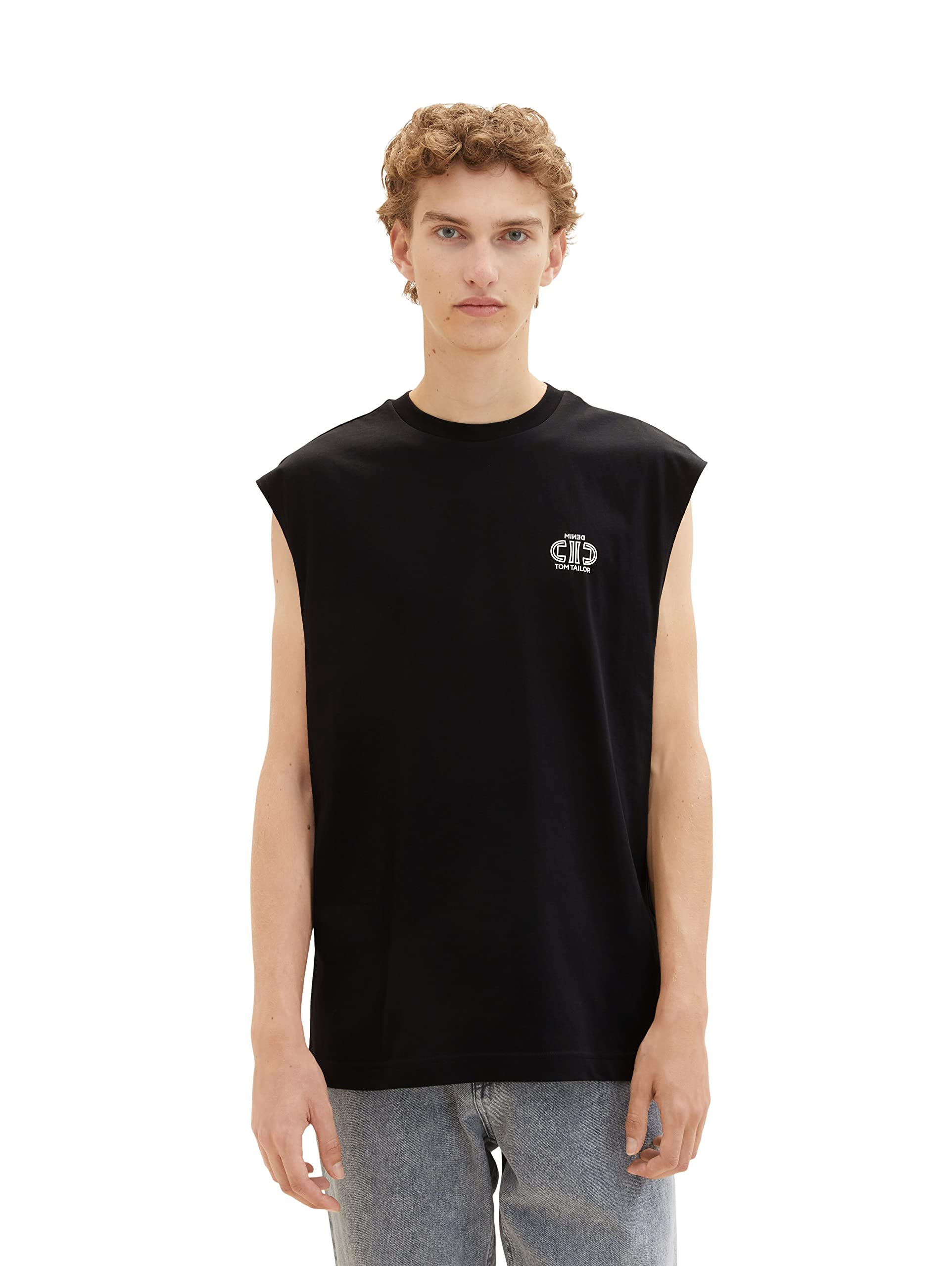 TOM TAILOR Denim Men's Relaxed Fit Tank Top, 29999 - Black, M