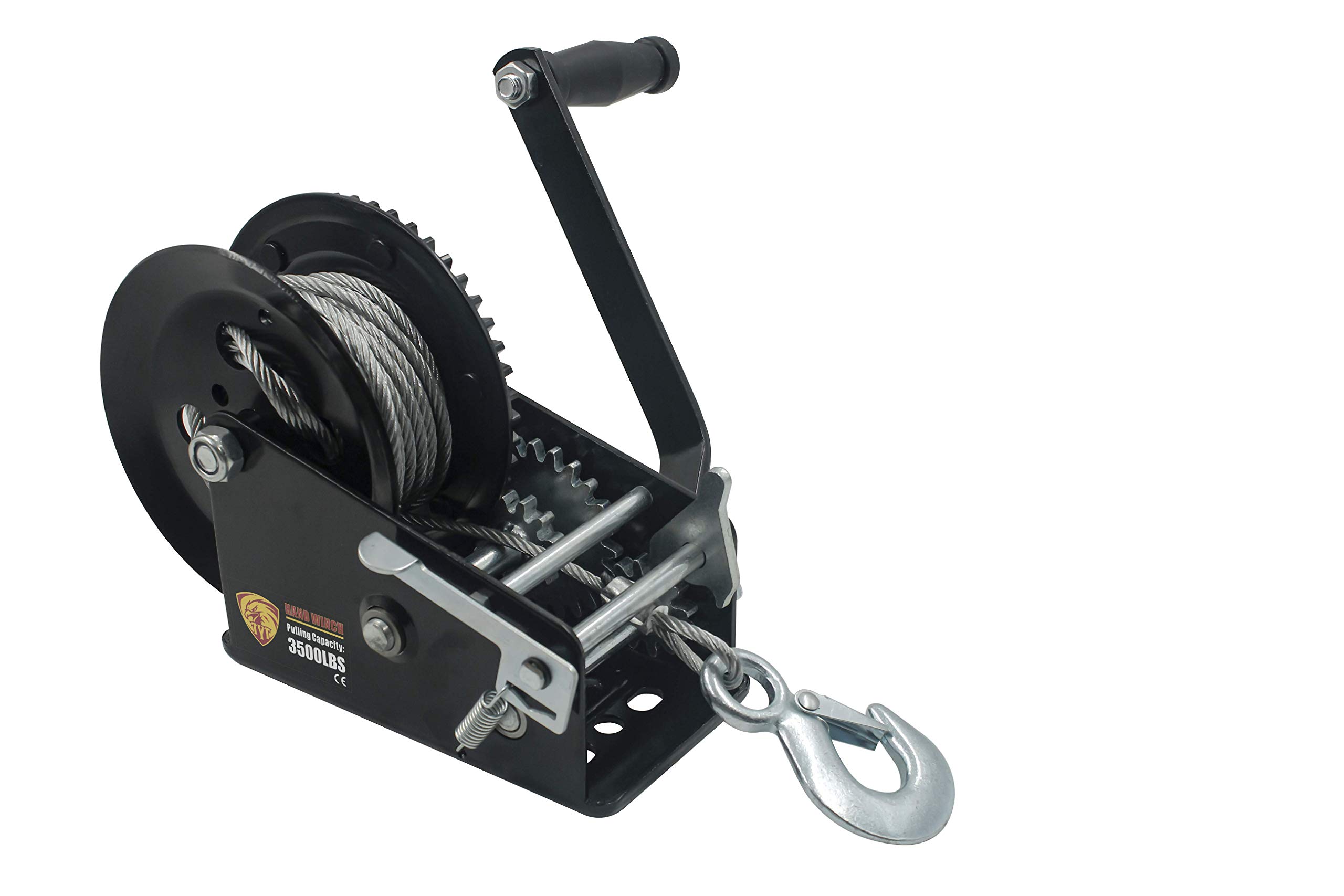 Buy TYT 3500lbs Boat Trailer Winch with Steel Cable, Heavy Duty Hook Hand Winch, Strong Two Way