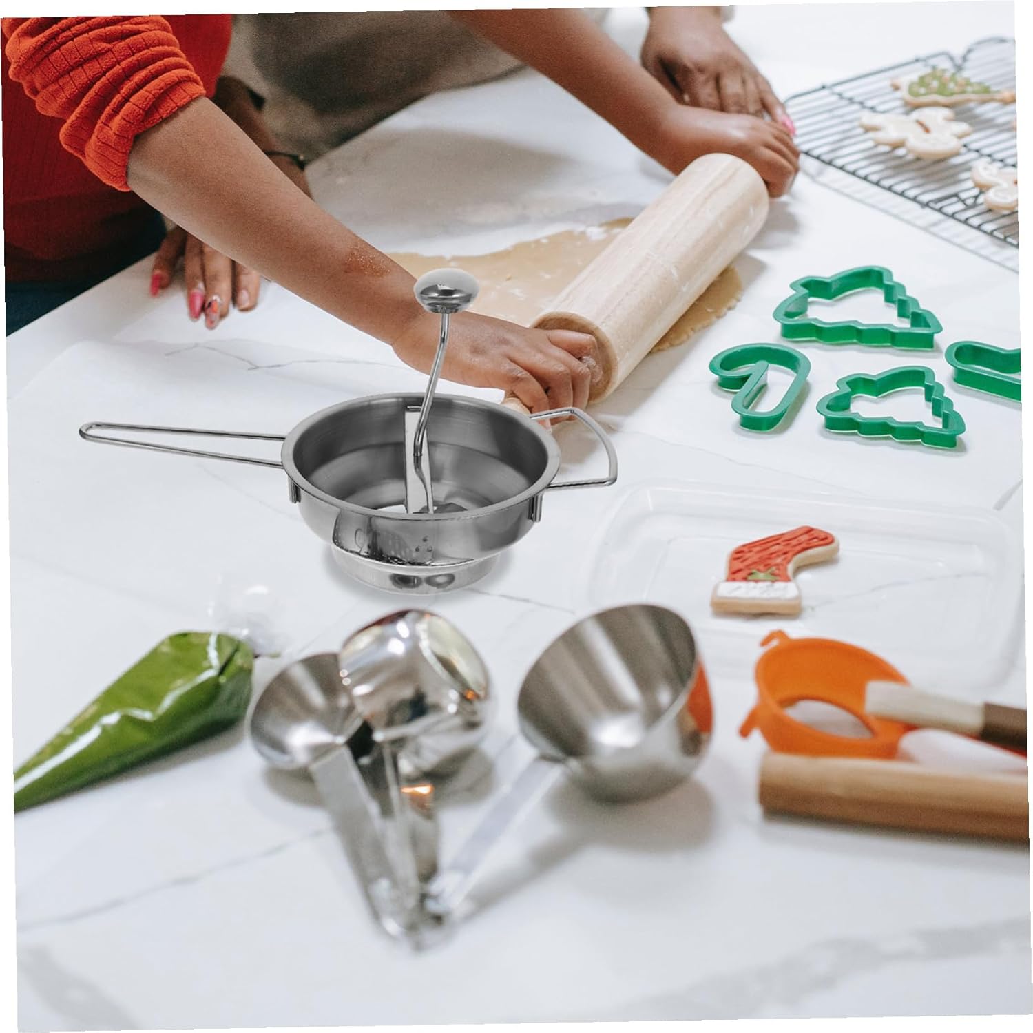 Ergonomic Stainless Steel Potato Masher with Handle Manual Rotary Ricer for Smooth Mashed Potatoes Vegetables and Fruit Puree Includes Interchangeable Discs Multipurpose Kitchen