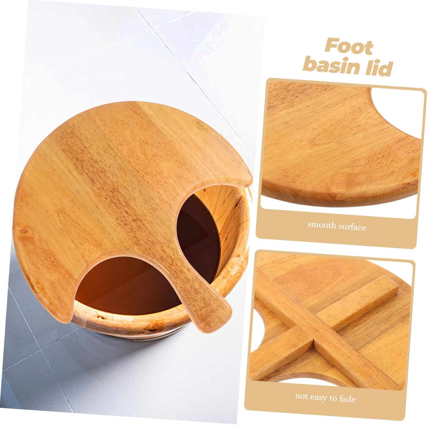 BESPORTBLE Foot Tub Lid for Foot Soak Basin Cover for Spa Foot Bath Reliable Wood Material for Home Use and Sauna Treatments