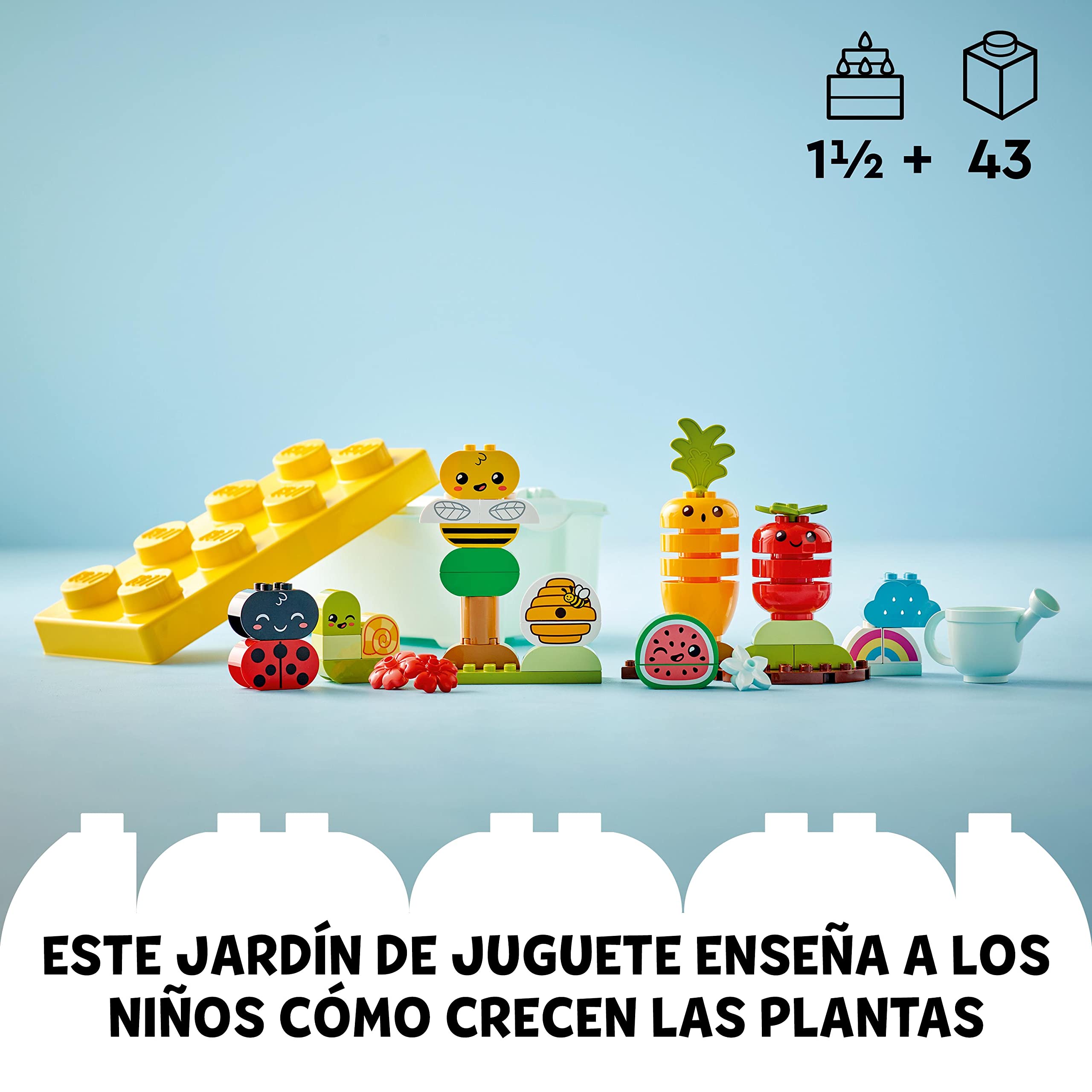 LEGO 10984 Duplo Huerto Orgánico con Caja de Almacenamiento, Juguetes para Bebés y Niños de 1 Año y Medio con Piezas de Fruta y Verdura, Juego Educativo, Regalo de Cumpleaños Infantil