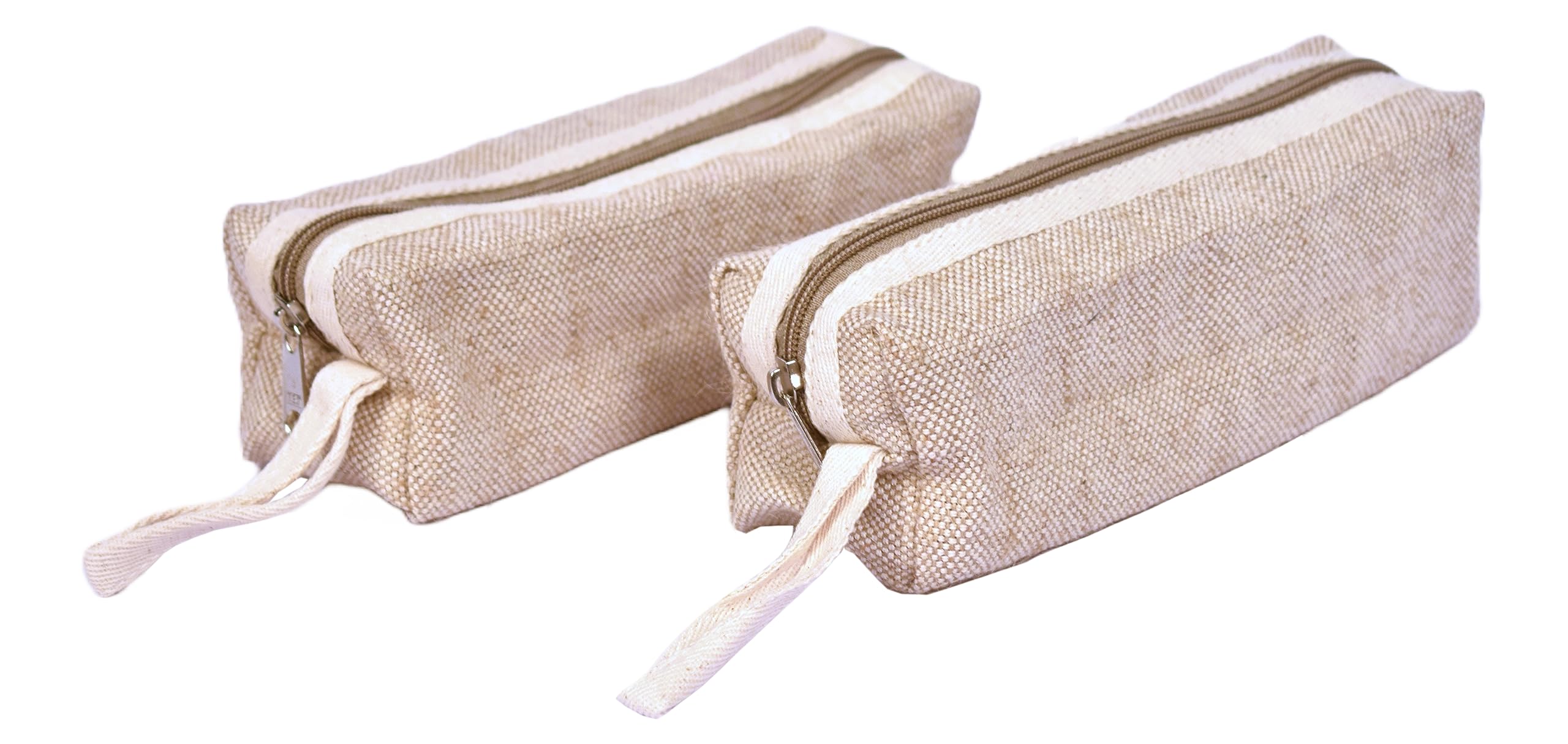 Daffodil Jute Pencil Pouch for Men, Women & Kids Canvas Pouch with Zipper Multipurpose Pouch Cosmetic & Pen Pouch (Pack of 2)-image-36