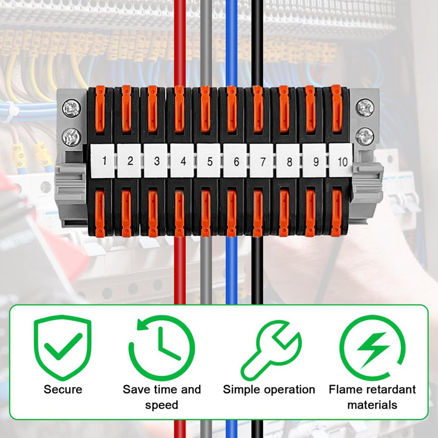 Zestaw 120 Zacisków na Szynę DIN, 0,08-4 mm² -211 Zacisków na Szynę DIN, Zestaw Czarnej Listwy Zaciskowej, Blok Połączeń Elektrycznych
