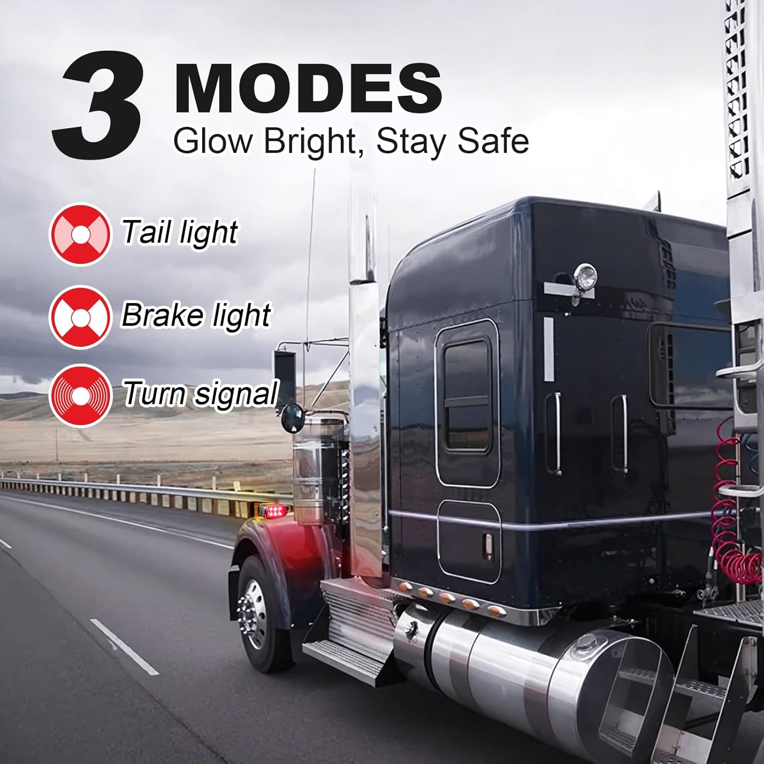 Amber Red Pedestal Fender Lights, 12 LED Semi Truck Turn Signal Lights, Dual Face Marker Light for Peterbilt Kenworth Freightliner Tractor Brake Turning Bumper Mount, IP65 Waterproof