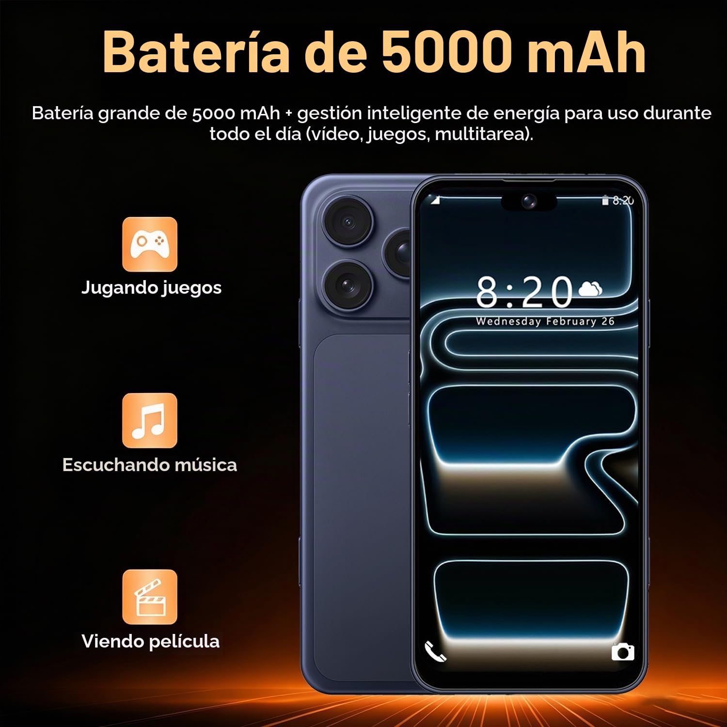 4G Dual SIM Smartphone mit 6,6 Zoll InCell HD-Bildschirm, 4GB+32GB Speicher (bis 256GB erweiterbar), 5000mAh Akku, 16MP Kamera & Face ID, Type-C & OTG Funktion (White)