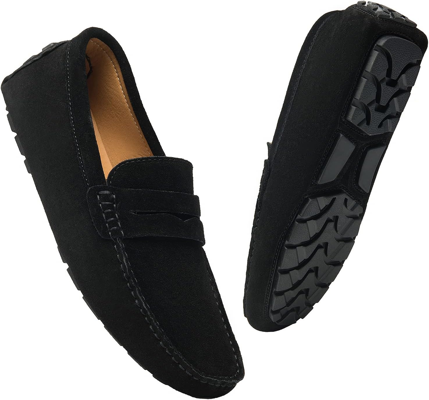 Go Tour Men's Penny Loafers Moccasin Driving Shoes Slip On Flats Boat Shoes - Image 2