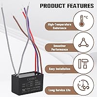Vista 5 de Podoy Condensador de ventilador de techo CBB61 5 cables para compatible con New Tech 4.5uf+5uf+6uf 250VAC (paquete de 2)