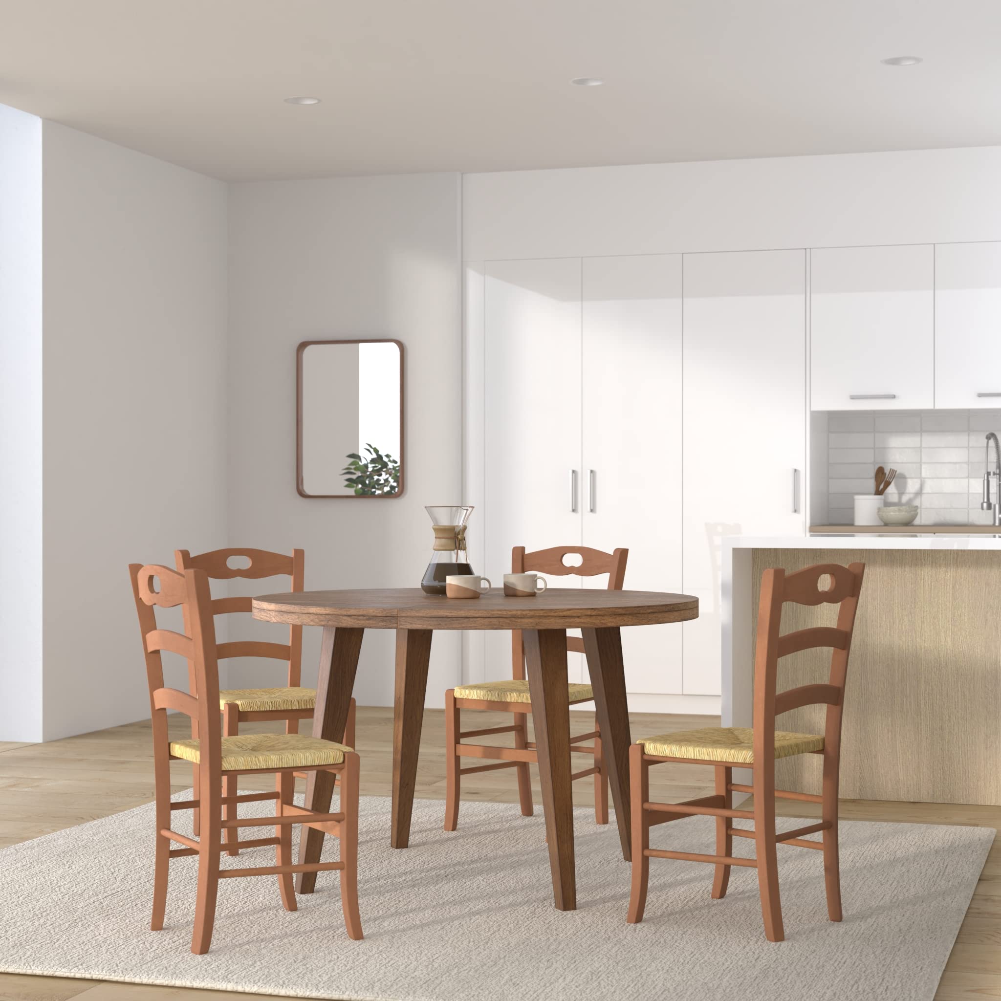 t m c s Tommychairs - Set 2 sillas Cocina Savoie en Madera de Haya Color Nuez y Asiento en Paja