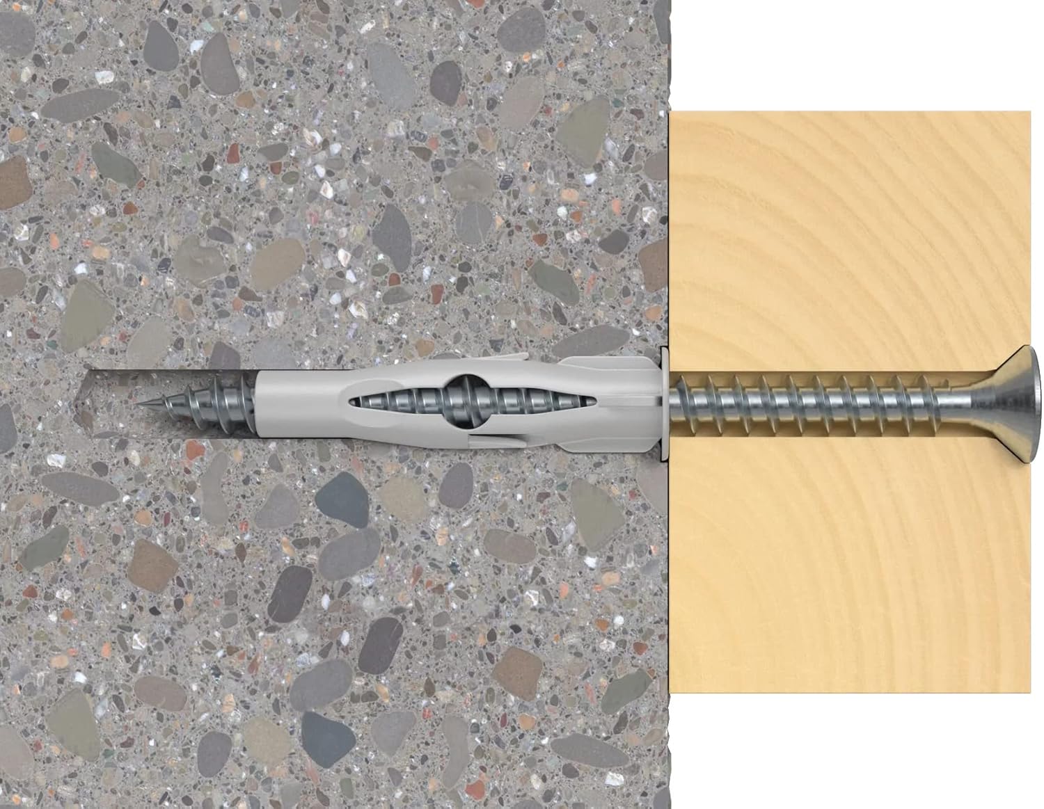 Fischer Kit for You Box, 70 FU dowels with Screw for Full Wall, Drywall and Slabs, 536688