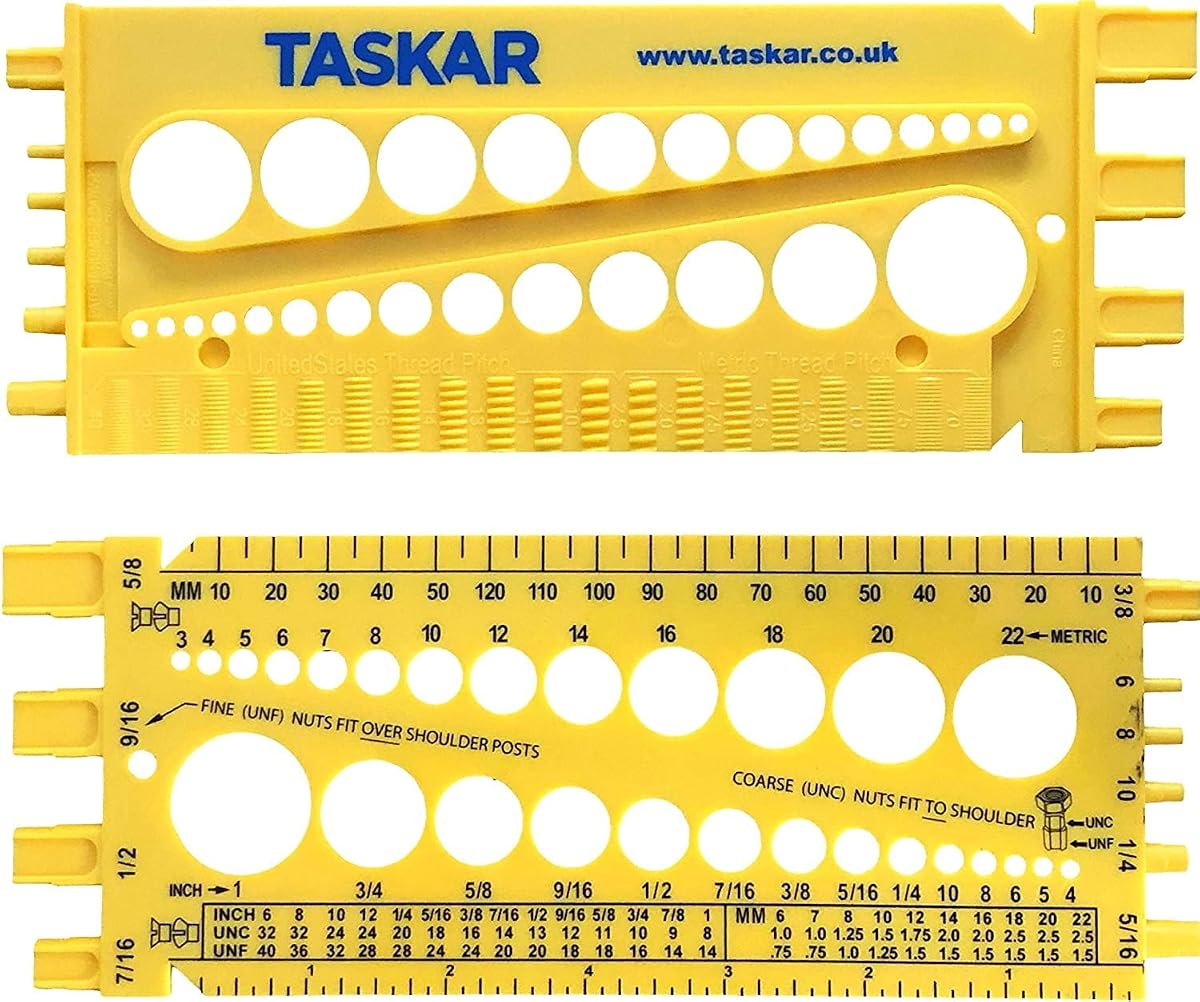 Taskar Nut, Bolt & Screw Measuring Gauge (3mm-22mm, No. 6-5/8