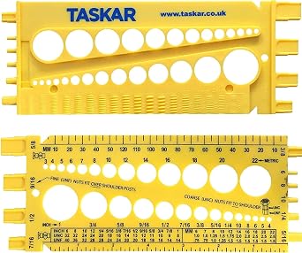 Taskar Nut, Bolt & Screw Measuring Gauge Size & Thread Pitch Inches/Metric