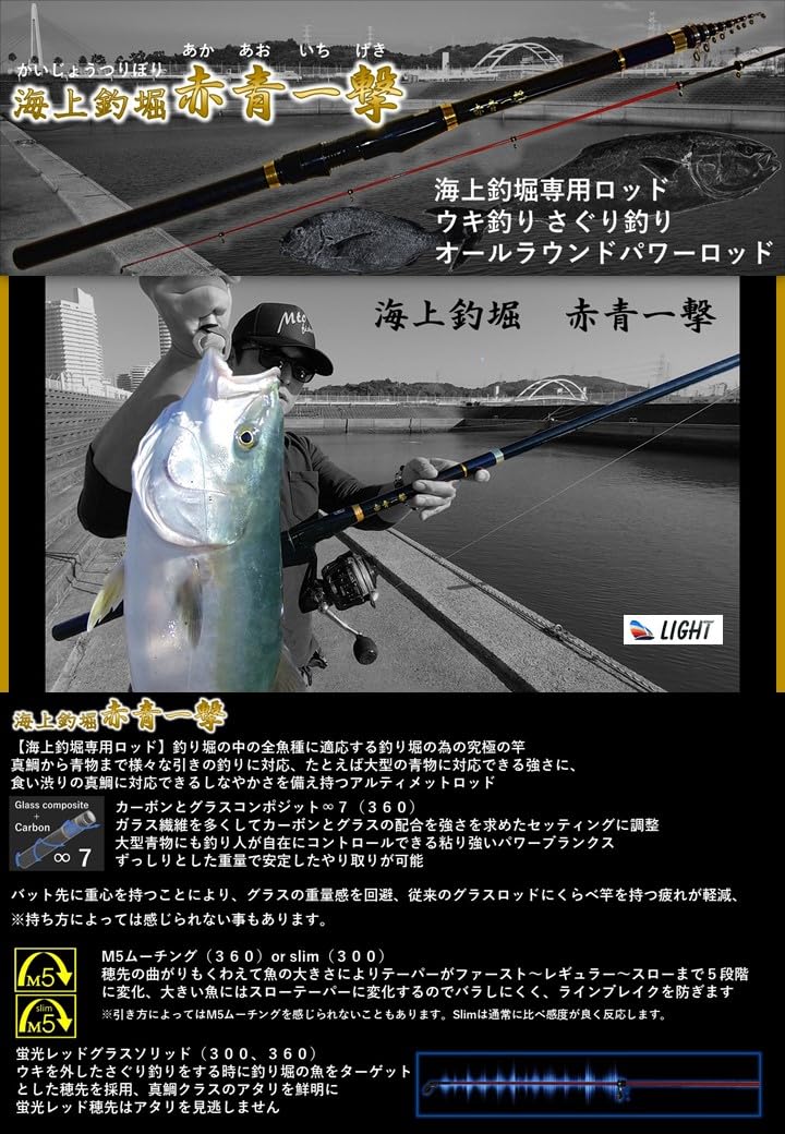 Amazon | 海上釣堀赤青一撃360 LIGHT | Light | 磯竿
