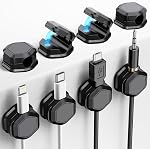 8 Organisateur de cordons - Porte-cords pour kiosque de nuit - Câblodistributeurs - Support de cordon, Organisateur de cordon magnétique, pour bureau, Table de chevet, Chargeur de téléphone, Ordinateur, Maison, Bureau, Voiture