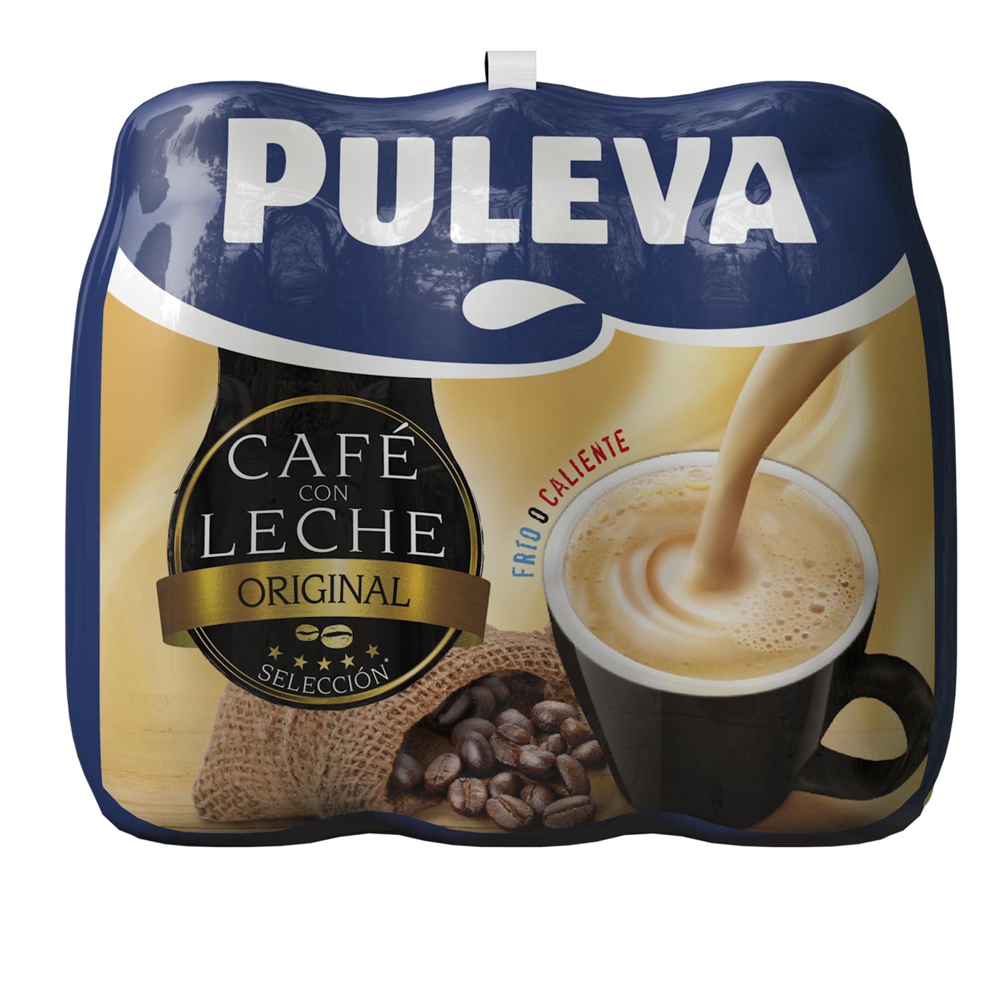 Puleva - Café con Leche Original, Bebida Láctea, Lista para Tomar, Mezcla de Café Arábica y Robusta, Tomar Frío o Caliente, Rico en Vitaminas A y D, Pack 6 x 1 Litro
