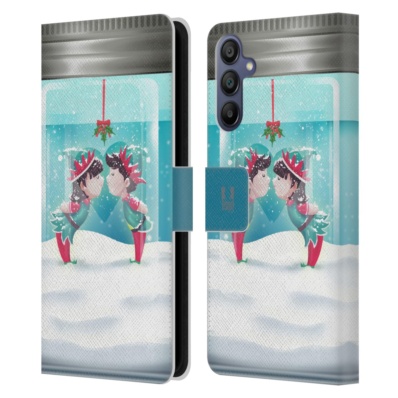 Carcasa de cuero tipo libro para Samsung Galaxy A15 con diseño de muérdago 7