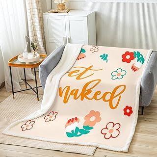 Kids Cartoon Floral Throw Blanket Baby 30x40 Inch, Get Naked Bed Blankets for Boys Girls Teens Decor Funny Cute Flowers Sherpa Blanket Colorful Blossom Fuzzy Blanket for Sofa Bed Couch Bedroom