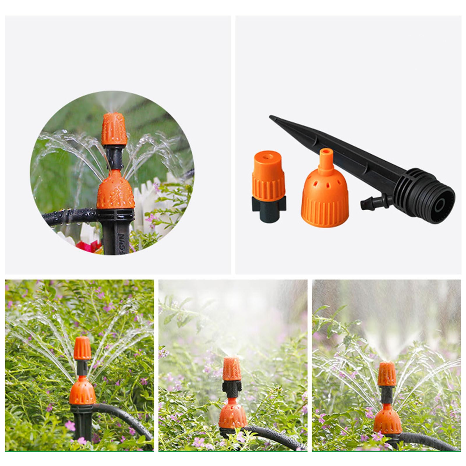 100 focos de riego por goteo, flujo ajustable, gotero de riego con estaca para flujo de agua, cabezal rociador, flujo de agua ajustable, gotero de ahorro de agua