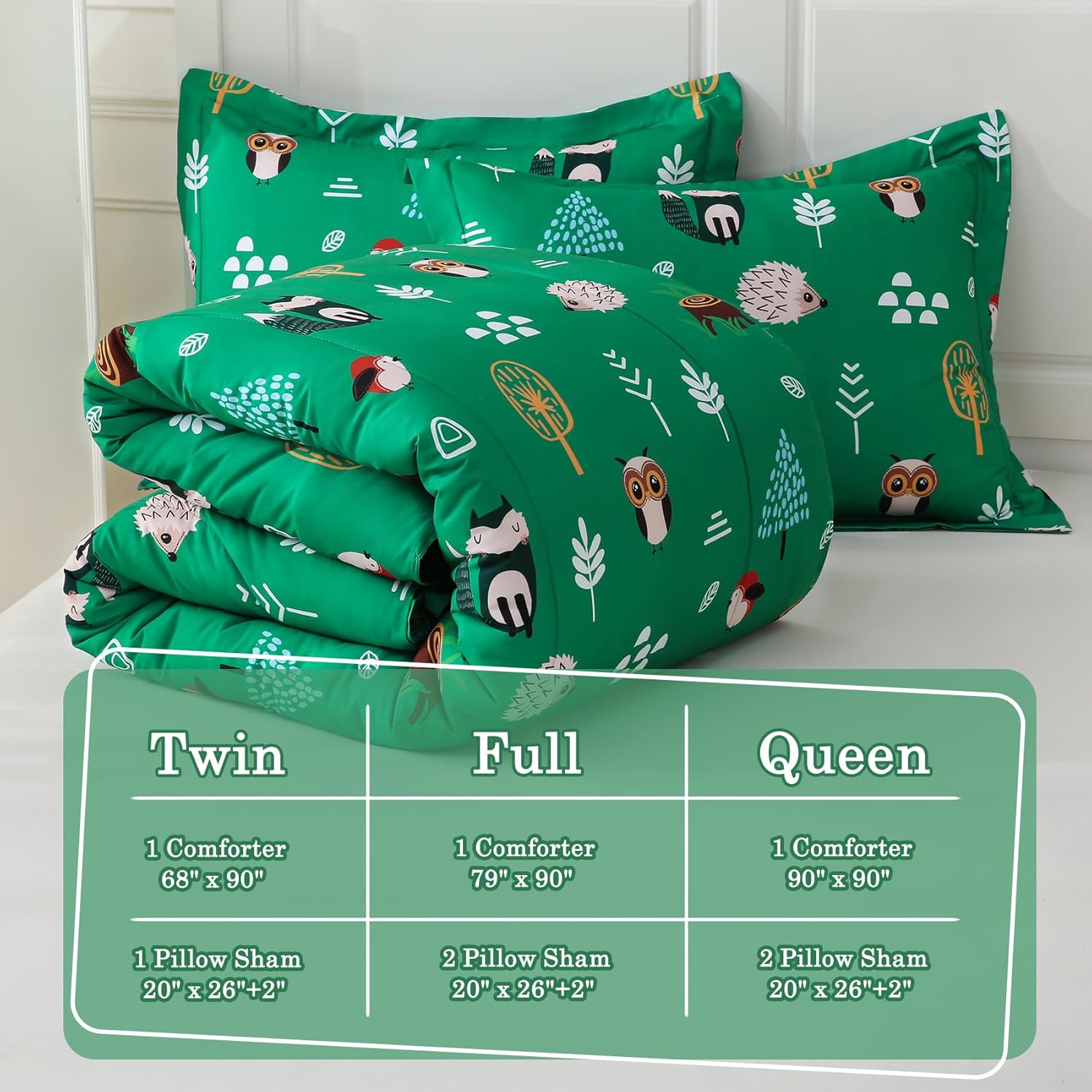 Kids Comforter Sets Boys Twin Bedding Set Animal Forest Bed Set with Pillowcase in A Bag Children Bedroom Decor Soft Lightweight for All Season Durable Machine Washable