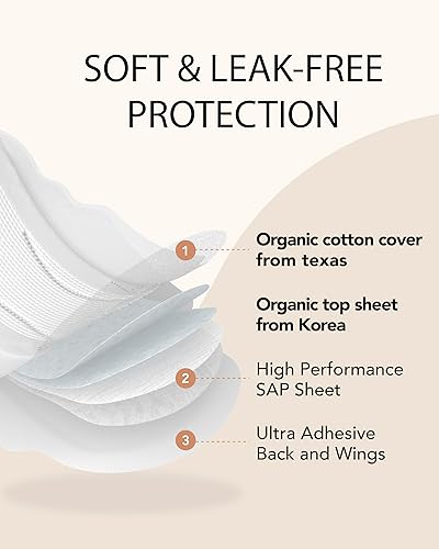 Miniatura 2 de OCBON Almohadillas sanitarias ultrafinas regulares, 100% algodón orgánico texano con alas (9.8 in, 64 unidades)