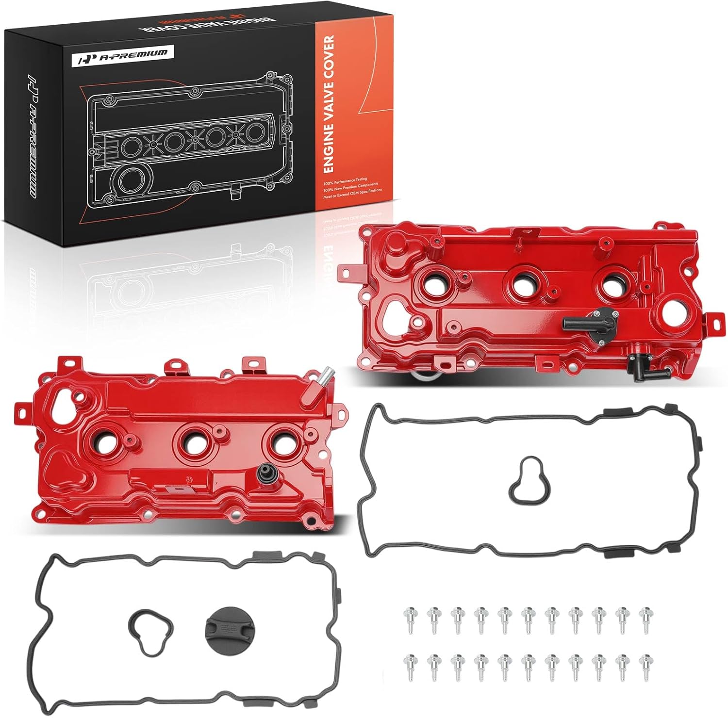 A-Premium Upgraded Aluminum Left and Right Engine Valve Cover with Valve Cover Gasket, Bolts and Oil Filler Cap Compatible with Nissan Murano 2009-2014 3.5L, Quest 2011-2014 3.5L