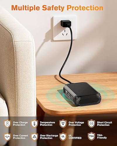 Miniatura 6 de Chaleco calefactable, batería de 7.4 V CC5 V, USB, 20000 mAh, compatible con ORORO y Venustas, pantalla LED, batería recargable para chaquetas