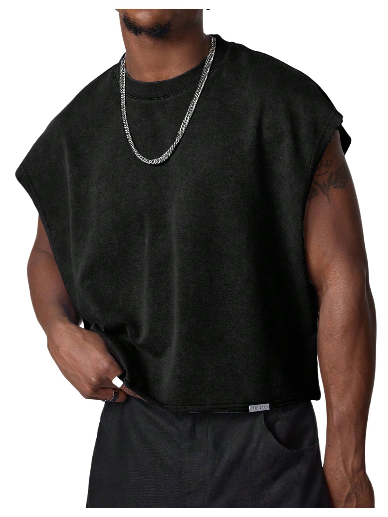 gorglitter men39s dolman sleeve crop vest top t shirts crewneck loose pullover tank tops