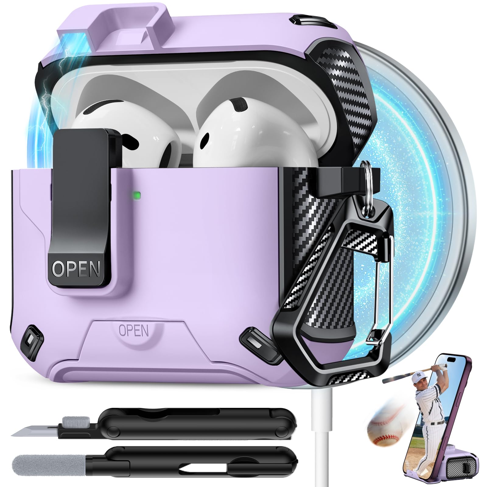 for AirPods 4 Case with Lock (Purple)