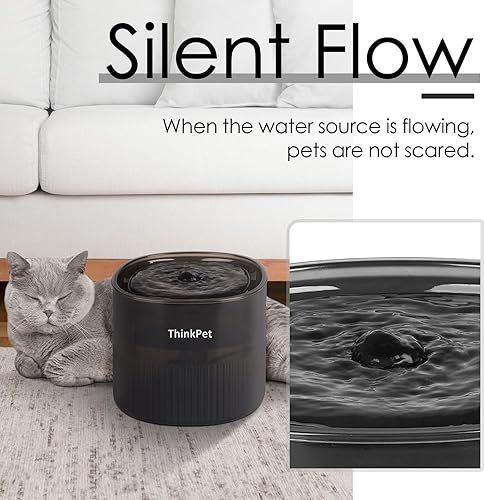 Miniatura 4 de ThinkPet Fuente de agua para gatos con bomba silenciosa  Fuente de agua automática para mascotas con 3 filtros de repuesto  Recipiente de agua para