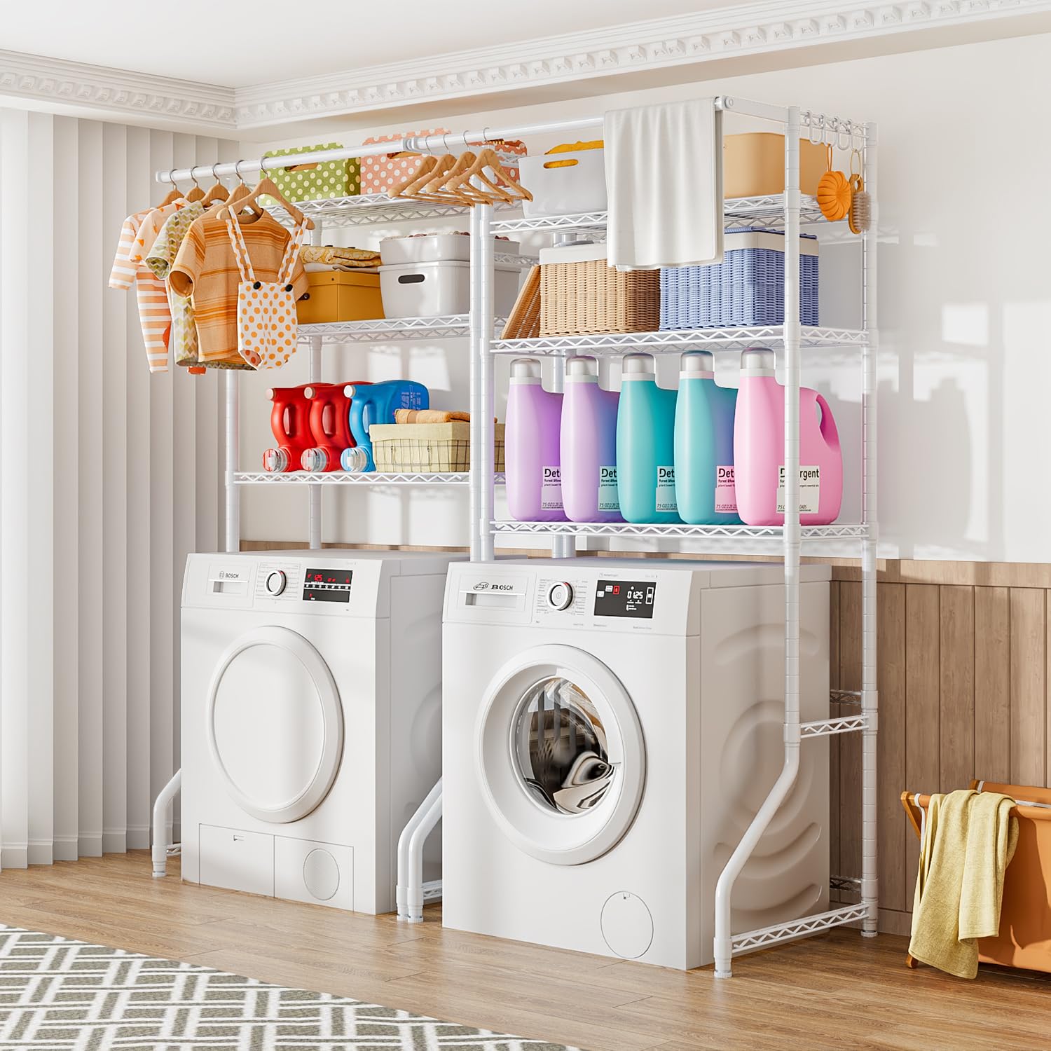 Humrrietランドリーラック 洗濯機ラック ランドリー収納 ハンガーバー付き Amazon｜「Humrriet」ランドリーラック 洗濯機ラック ランドリー収納