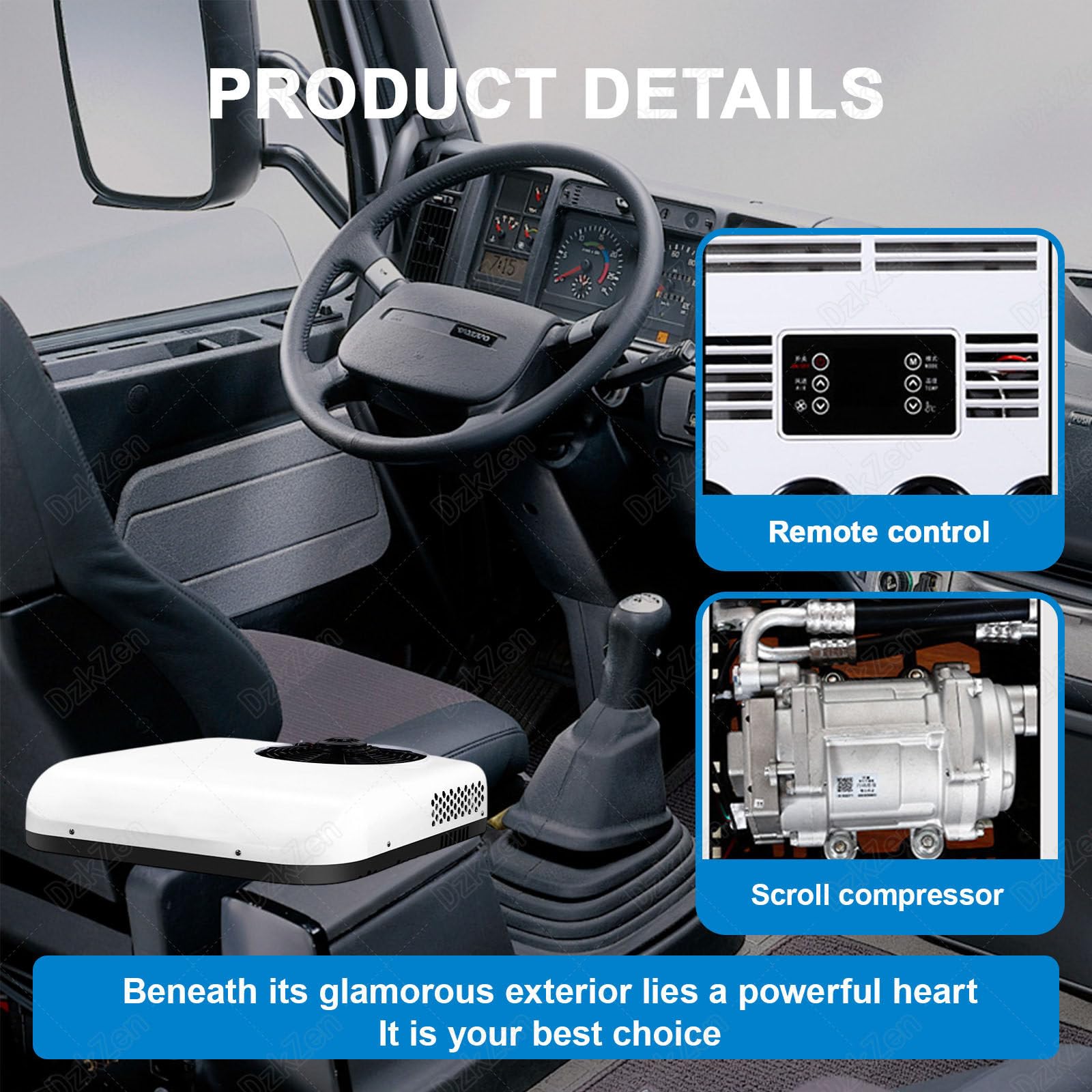 Condizionatore per Camper 12V/24V, unità AC da Tetto Slim Fit, Climatizzatore Silenzioso a Basso Consumo, per Van, Camion, Rimorchi e Motorhome 24V