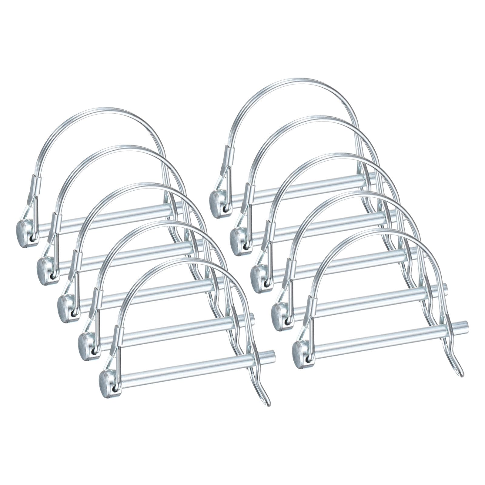 M METERXITY 10-Pack Trailer Coupler Pin, 6mm x 70mm(DxL) Carbon Steel Galvanized D Shape Trailer Coupler Pin with Arch Wire Lock Pin for Farm Trailers/Lawn Mowers/Garden, Coupler PTO Shaft