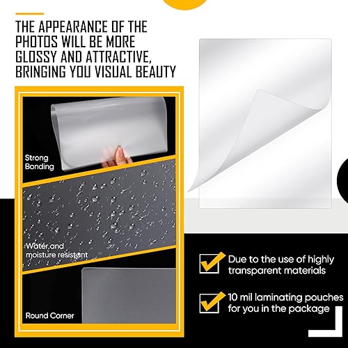 Miniatura 3 de Sherr Paquete de 200 bolsas de laminación de 10 mil, hojas de laminación térmica, tamaño carta, 9 x 11.5 pulgadas, papel de plástico transparente,