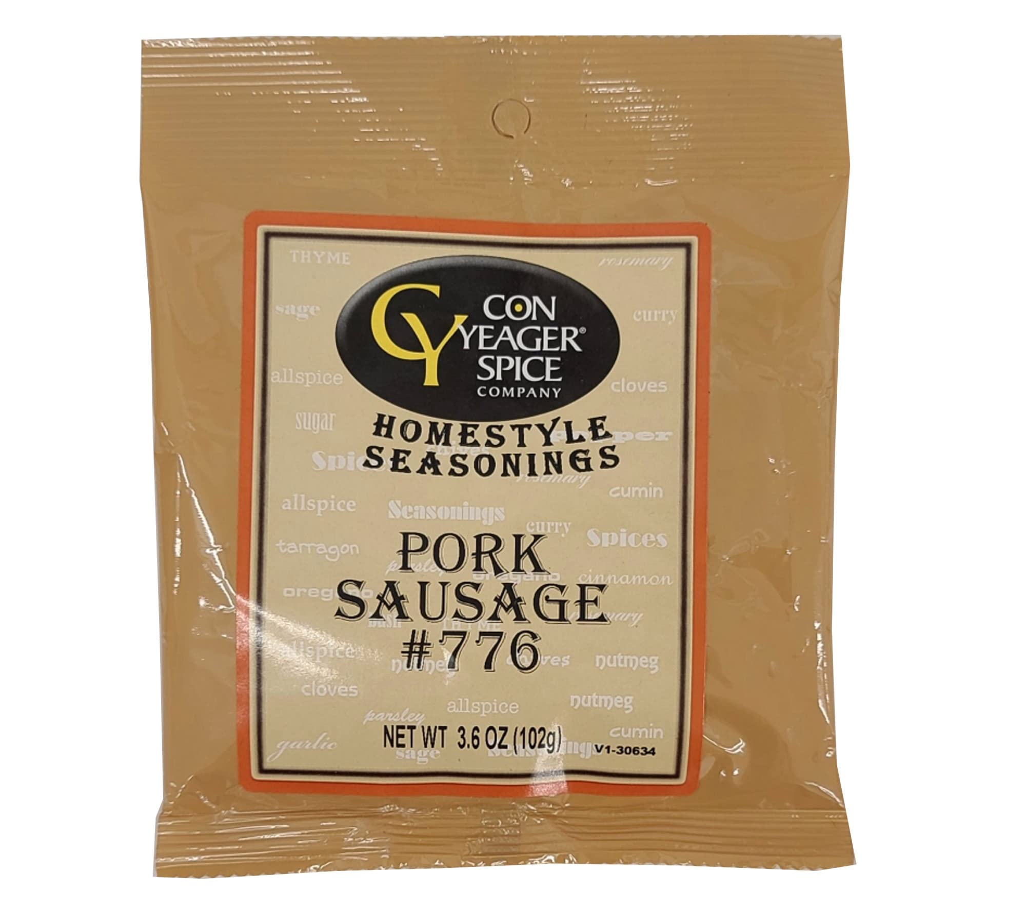 Con Yeager Spices Pork Sausage 776 3.6oz #30634