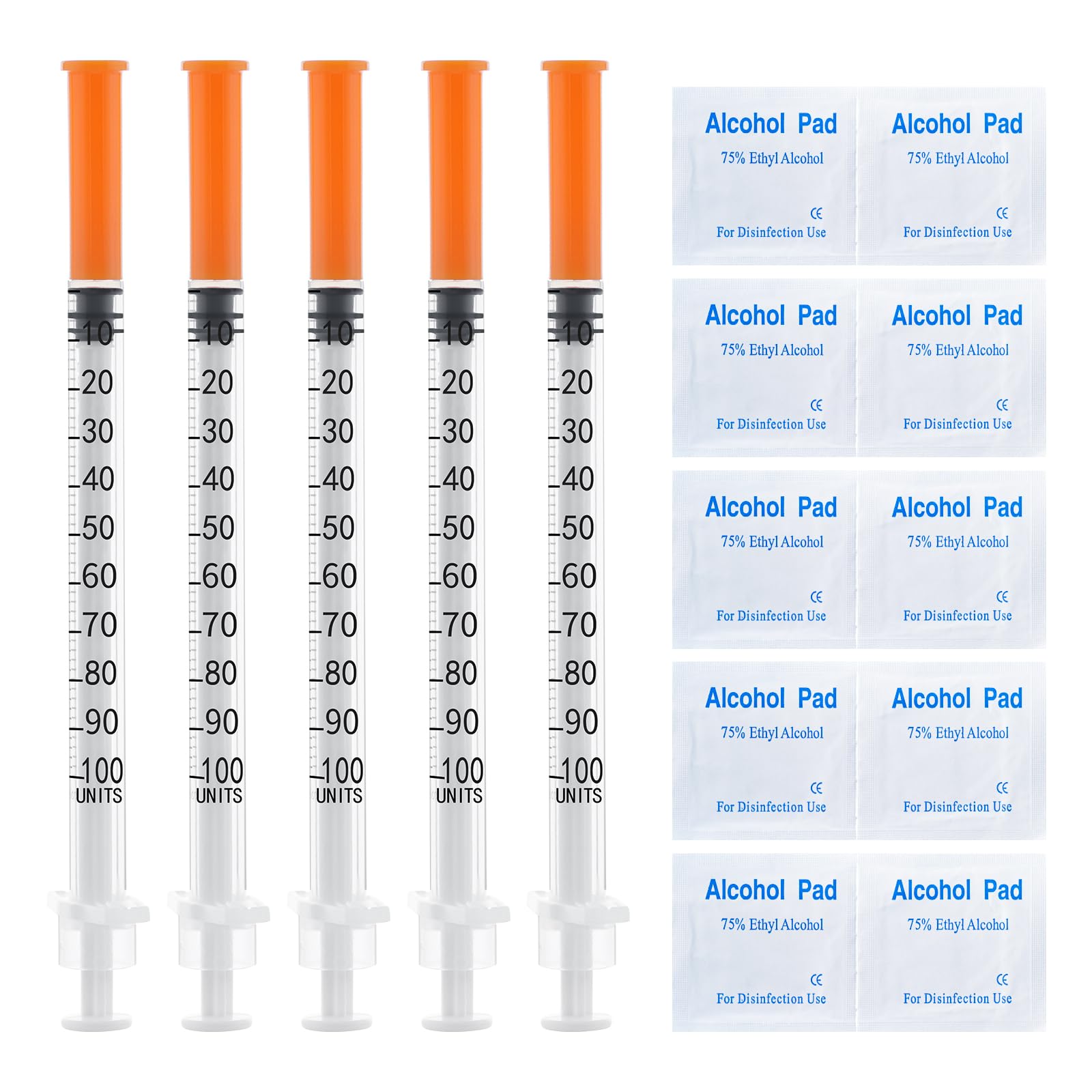 1ml Syringe 1cc 31 Gauge 5/16 Inch 8mm Disposable Lab Syringes, Individual Package, 100 Pack