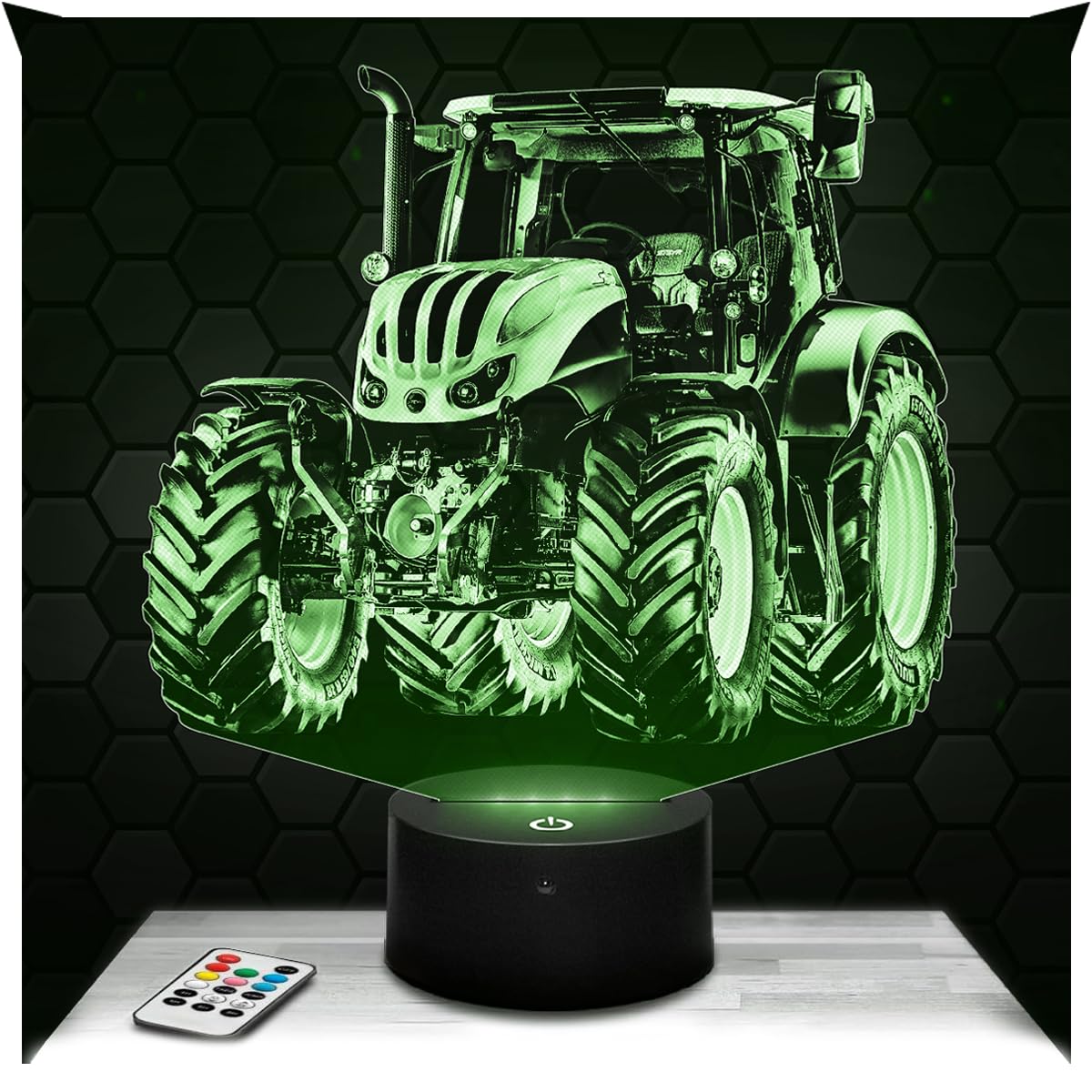 Lampephoto.fr - 3D Tractor Agriculture Farmer Weight Lamp, Touch LED Night Light, 3D Hologram Effect, Christmas Birthday Gift Idea for Men, Bedroom Decoration Object
