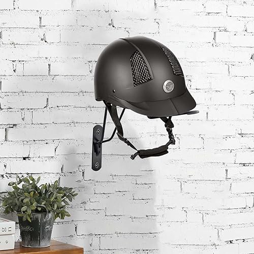Miniatura 2 de Paquete de 2 soportes para casco ecuestre montado en la pared, soporte multifuncional de metal para casco de motocicleta, bicicleta, béisbol